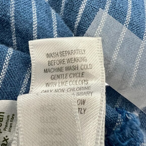 Garnet Hill Womens Blue & White Striped 100% Linen Tunic Dress V-Neck 3/4 Sleeve - Picture 15 of 15